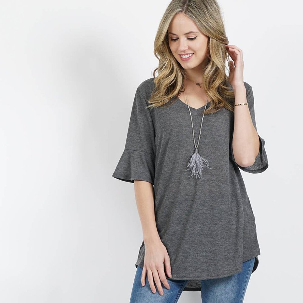 Bell Sleeve V-Neck Tunic